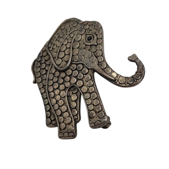 Vintage Dotted Elephant Brooch Pin Signed Darlene Antique Finish Collectible Jew - Picture 5 of 6